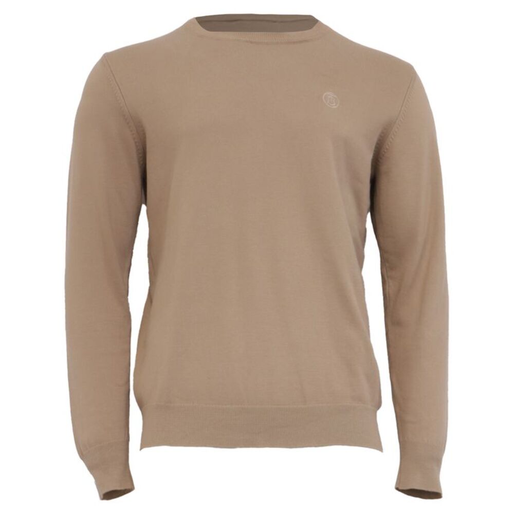 Burberry London Knitted Logo-Embroidered Sweater in Beige Cotton
